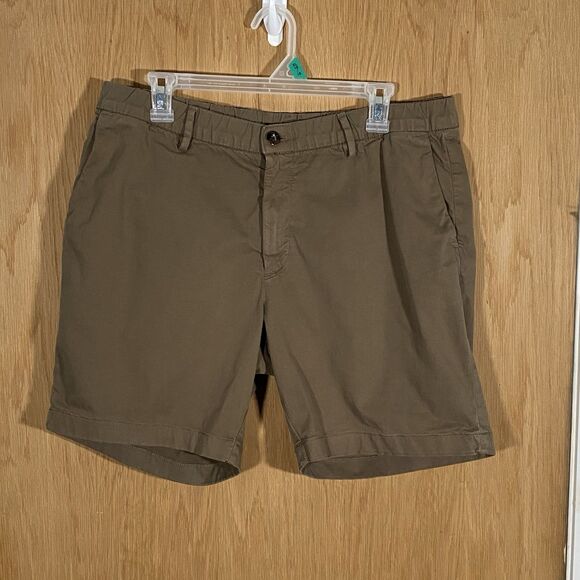 Bearbottom Men's Sz XL 7" Inseam Shorts Dark Khaki Elastic Waist Stretch Preppy - Picture 1 of 8